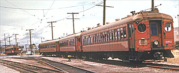 Three-car train of blimps laying over at San Pedro